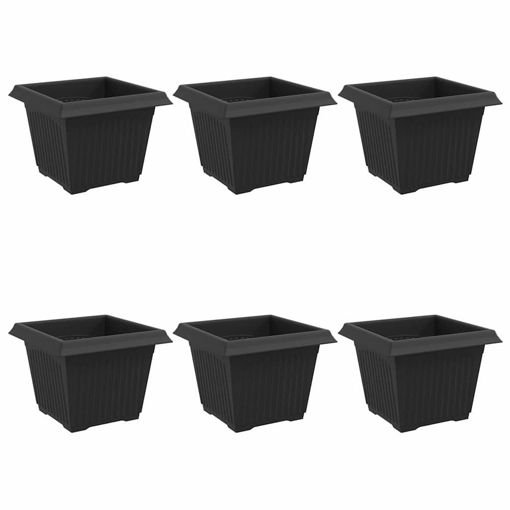 Pot de fleurs carré 6 pc noir 23 x 23 x 17,5 cm plastique
