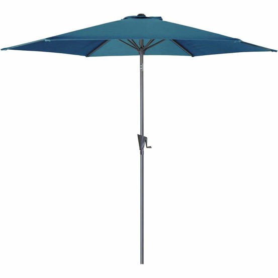 Parasol rond aluminium avec manivelle 3m tilt bleu