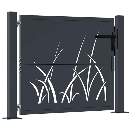 Portail de jardin anthracite 100x75 cm acier design herbe