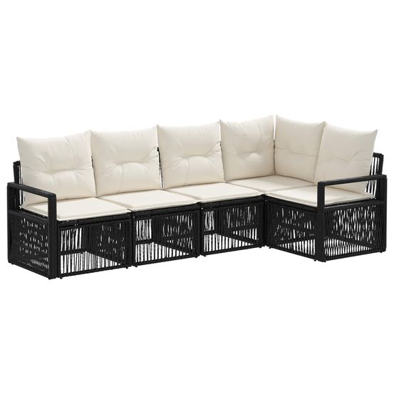 Ensemble de canapé de jardin 5 pc noir polyrotin