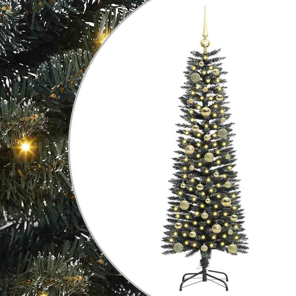 Sapin de noël artificiel vert 150 cm pvc, plastique et acier