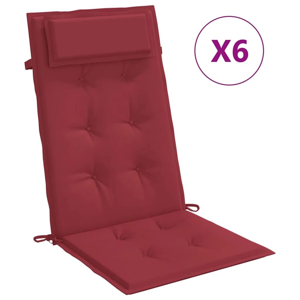 Coussins de chaise à dossier haut lot de 6 rouge bordeaux
