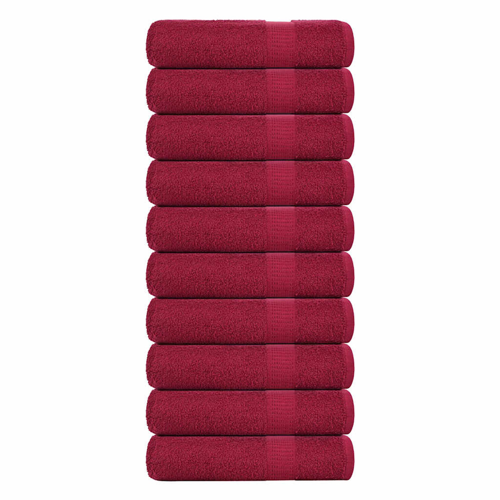 Serviettes de douche frogn 10 pcs bordeaux 70x140cm 360 g/m²