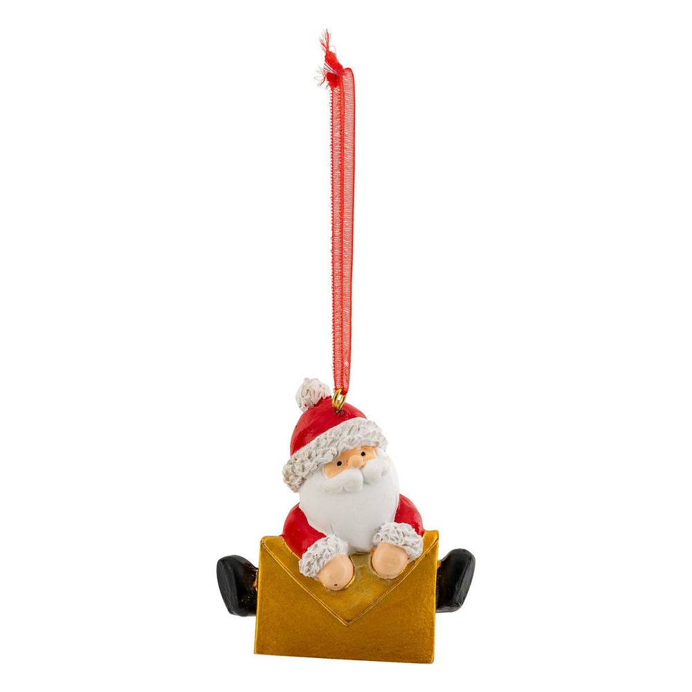 Sujet père noël lettre dorée h.6cm rouge