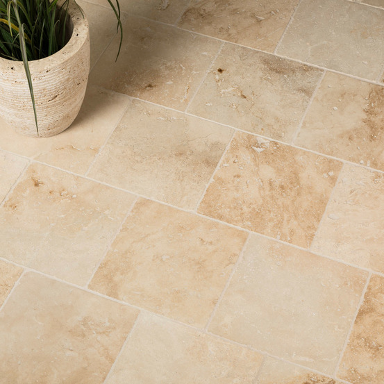 Pavé travertin beige nuancé 20x20x1 cm (vendu au m² - 25 pavés/m²) - ro'ma nature