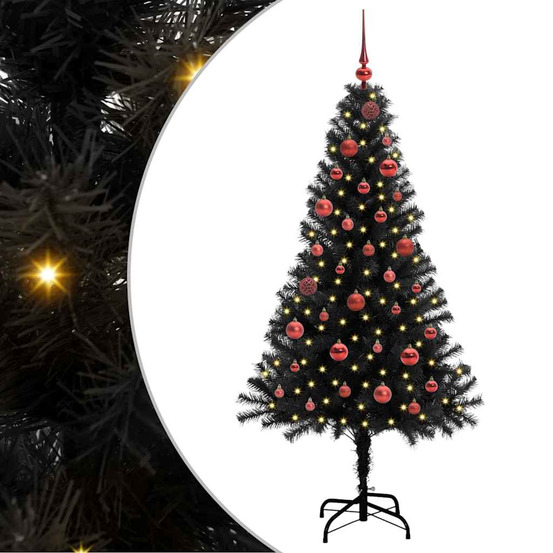 Sapin de noël avec 150 led avec support noir 150 cm pvc
