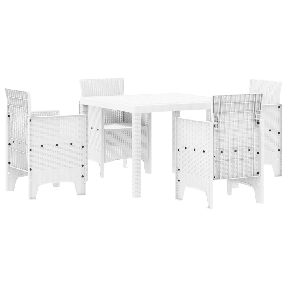 Ensemble repas jardin blanc en poly rotin 5 pièces