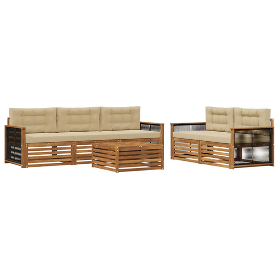 Ensemble de canapés d'extérieur 6 pcs naturel et beige