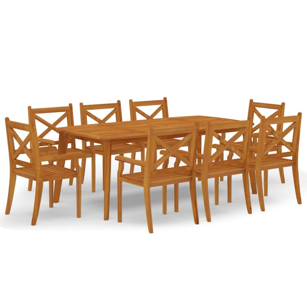 Ensemble à manger de jardin 9 pcs bois d'acacia solide