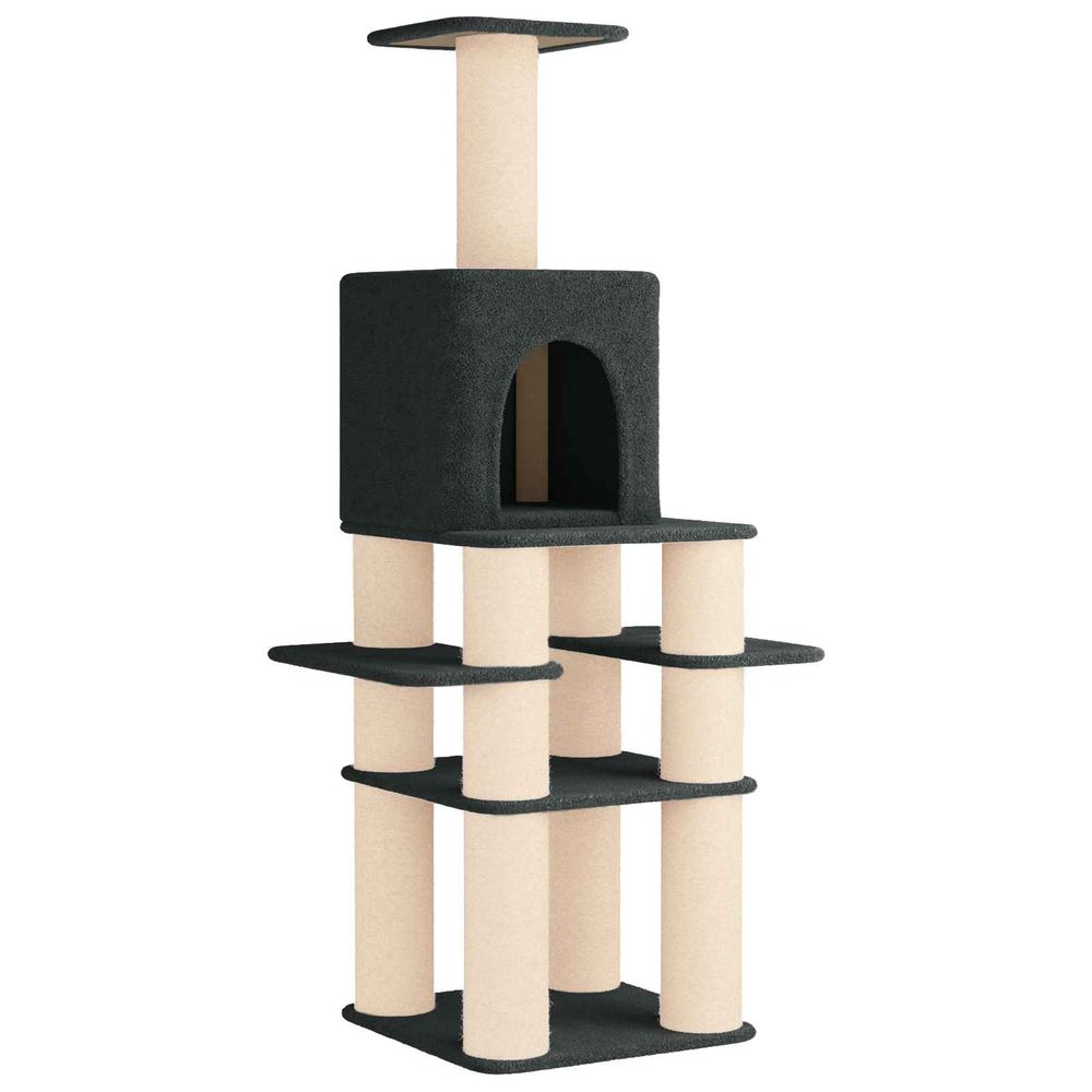 Arbre à chat avec poteaux à griffer en sisal gris foncé 180 cm