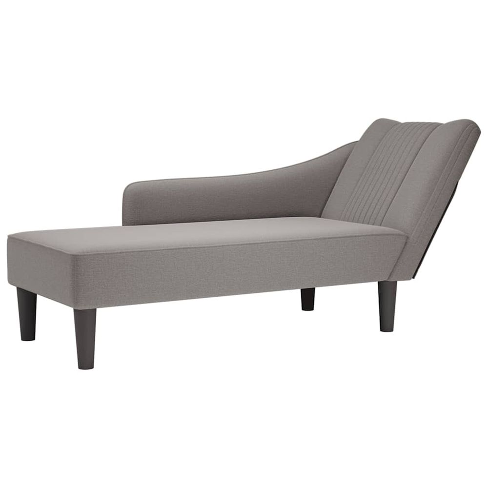 Fauteuil long avec accoudoir droit taupe tissu