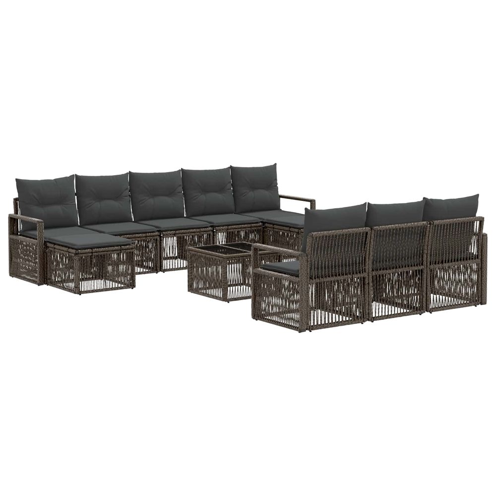 Ensemble de canapé de jardin 11 pc gris polyrotin