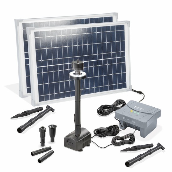 Kit pompe de bassin solaire esotec 50/1400 led avec accumulateur life 12,8v/7,8ah 101939