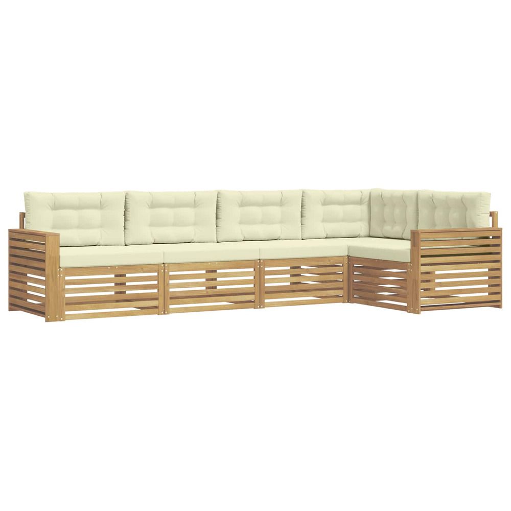 Ensemble de canapés d'extérieur 5 pc blanc et crème polyester