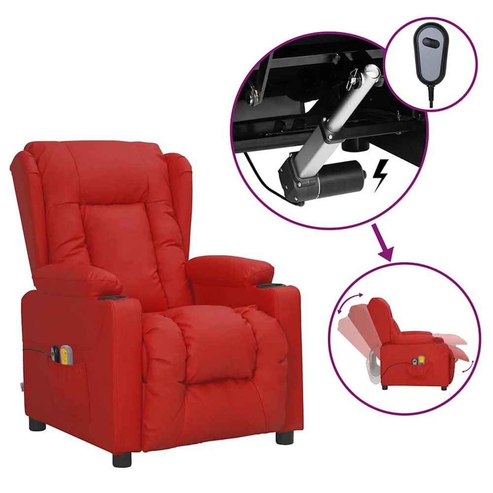 Fauteuil de massage électrique rouge bordeaux similicuir