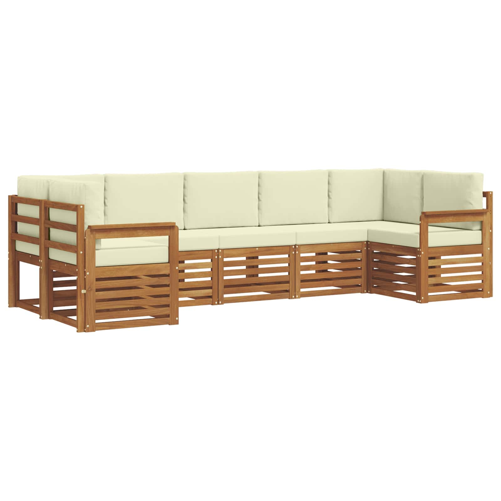Ensemble de canapé d'angle avec coussin 7 pcs naturel et crème