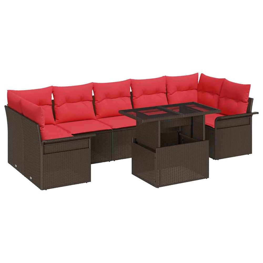 Ensemble de canapé de jardin 8 pc marron polyrotin