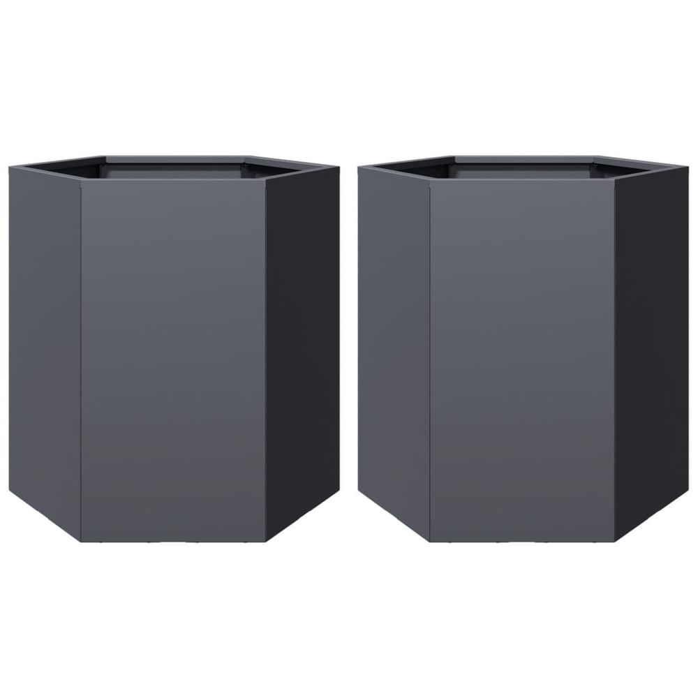 Jardinières 2 pcs anthracite hexagone 46x40x45 cm acier