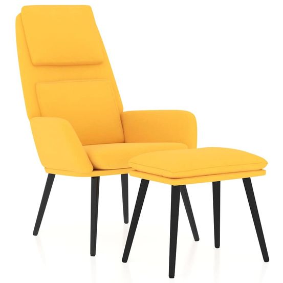 Chaise de détente et repose-pied jaune moutarde tissu