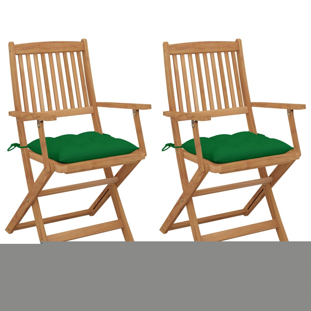 Chaises pliables de jardin lot de 2 avec coussins bois d'acacia