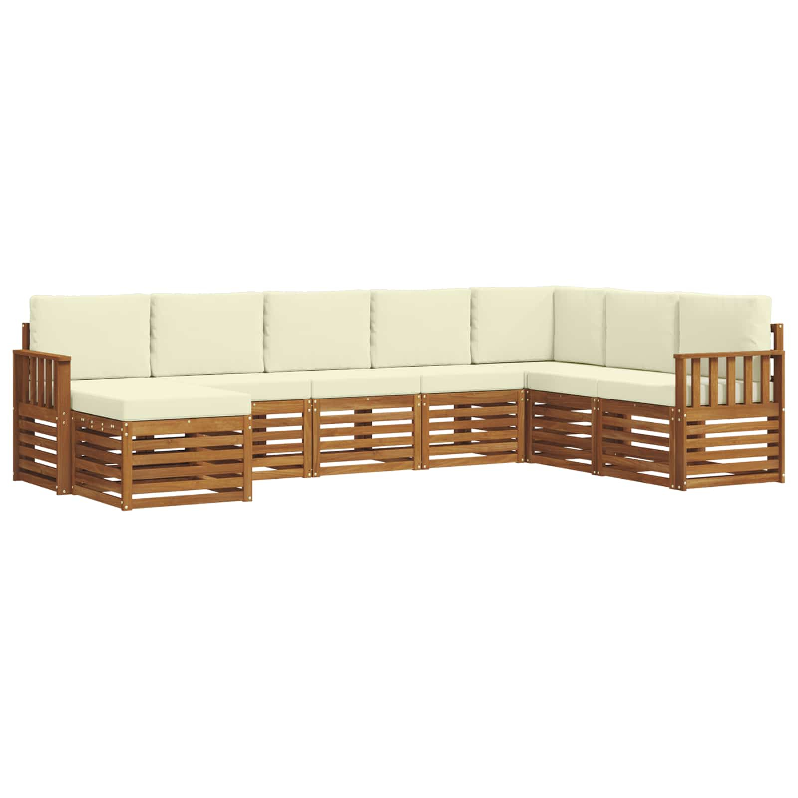 Ensemble de canapé d'angle avec coussin 8 pcs naturel et crème