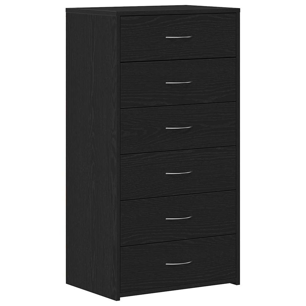 Buffet avec 6 tiroirs chêne noir 50x34x96 cm bois d'ingénierie