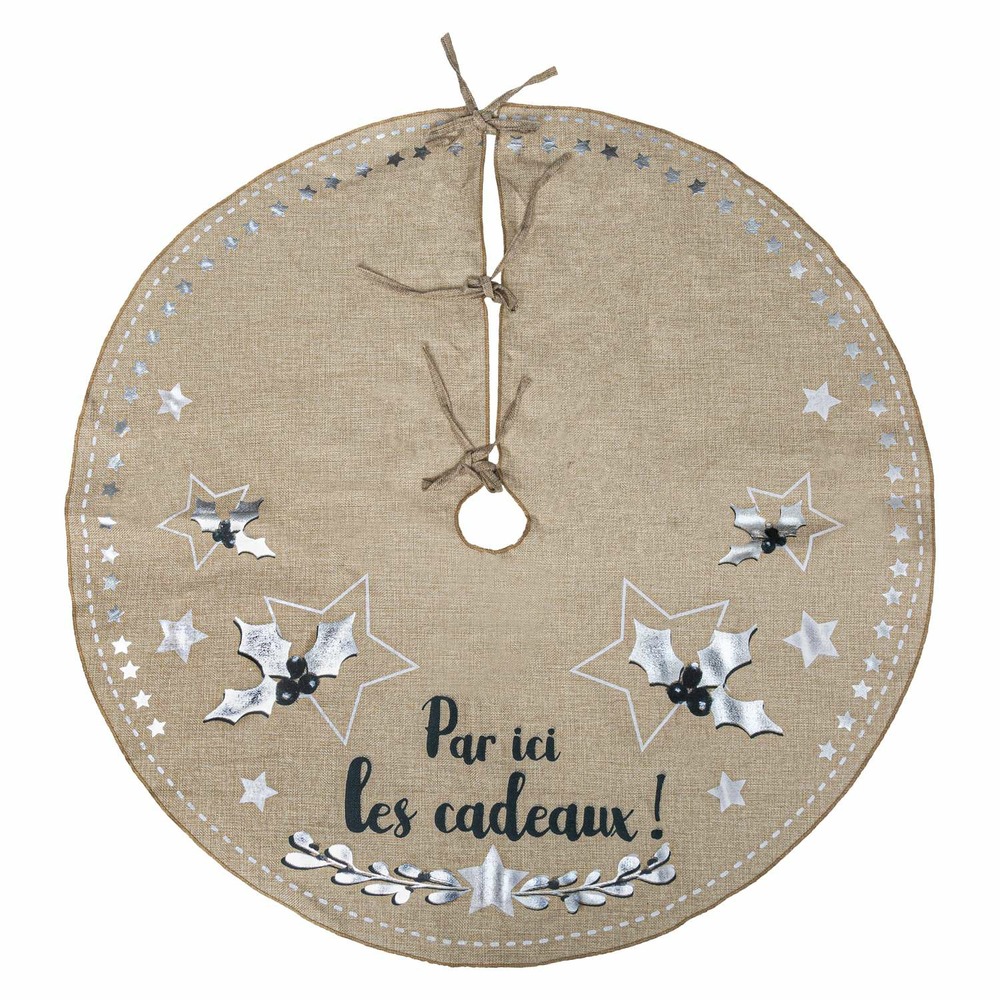 Tapis pour sapin de noël en jute - d. 90 cm - beige