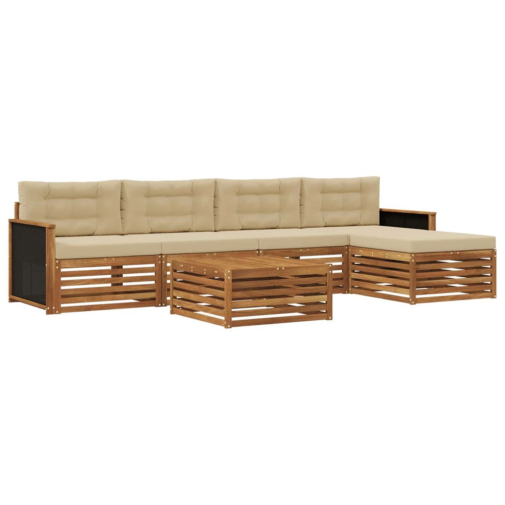 Ensemble de canapés d'extérieur 6 pc naturel et beige polyester