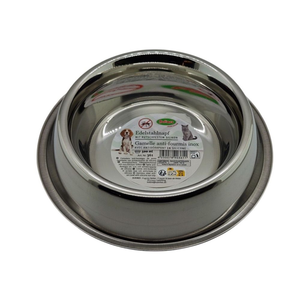 Écuelle inox anti-fourmis pour chien bubimex - 0,5 l