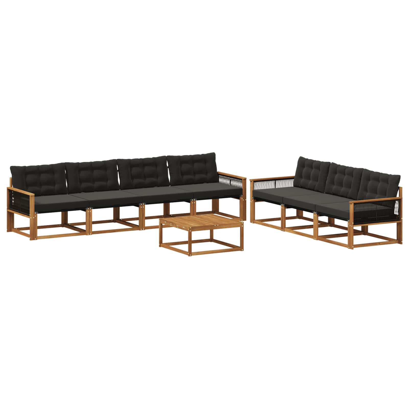 Ensemble de canapés d'extérieur 8 pcs naturel et noir
