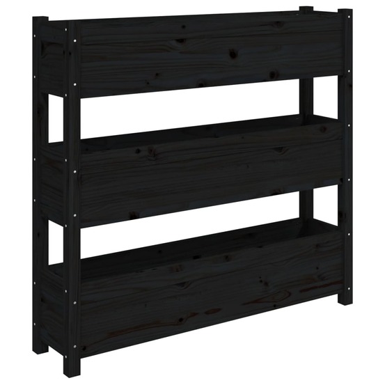 Jardinière noir 112x25x104,5 cm bois massif de pin