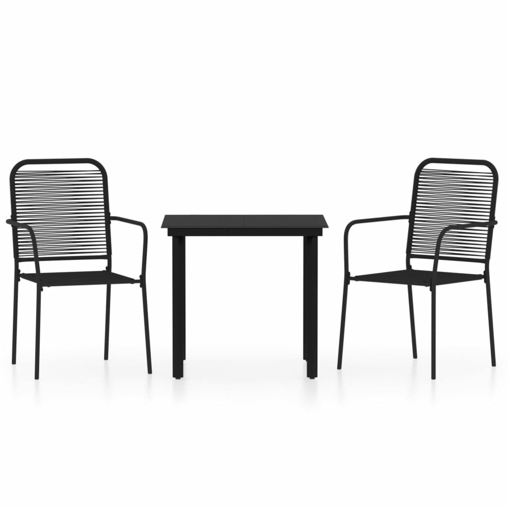 Ensemble à manger de jardin 3 pcs noir