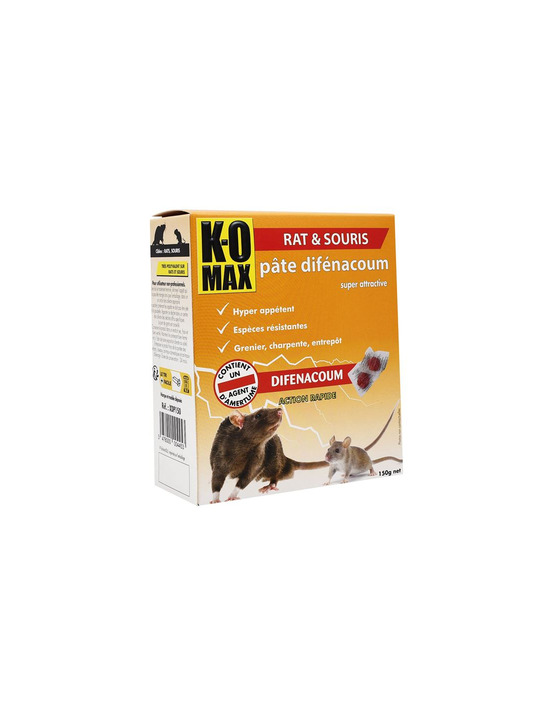 Komax rats/souris difenacoum pate fraiche 150g - komax