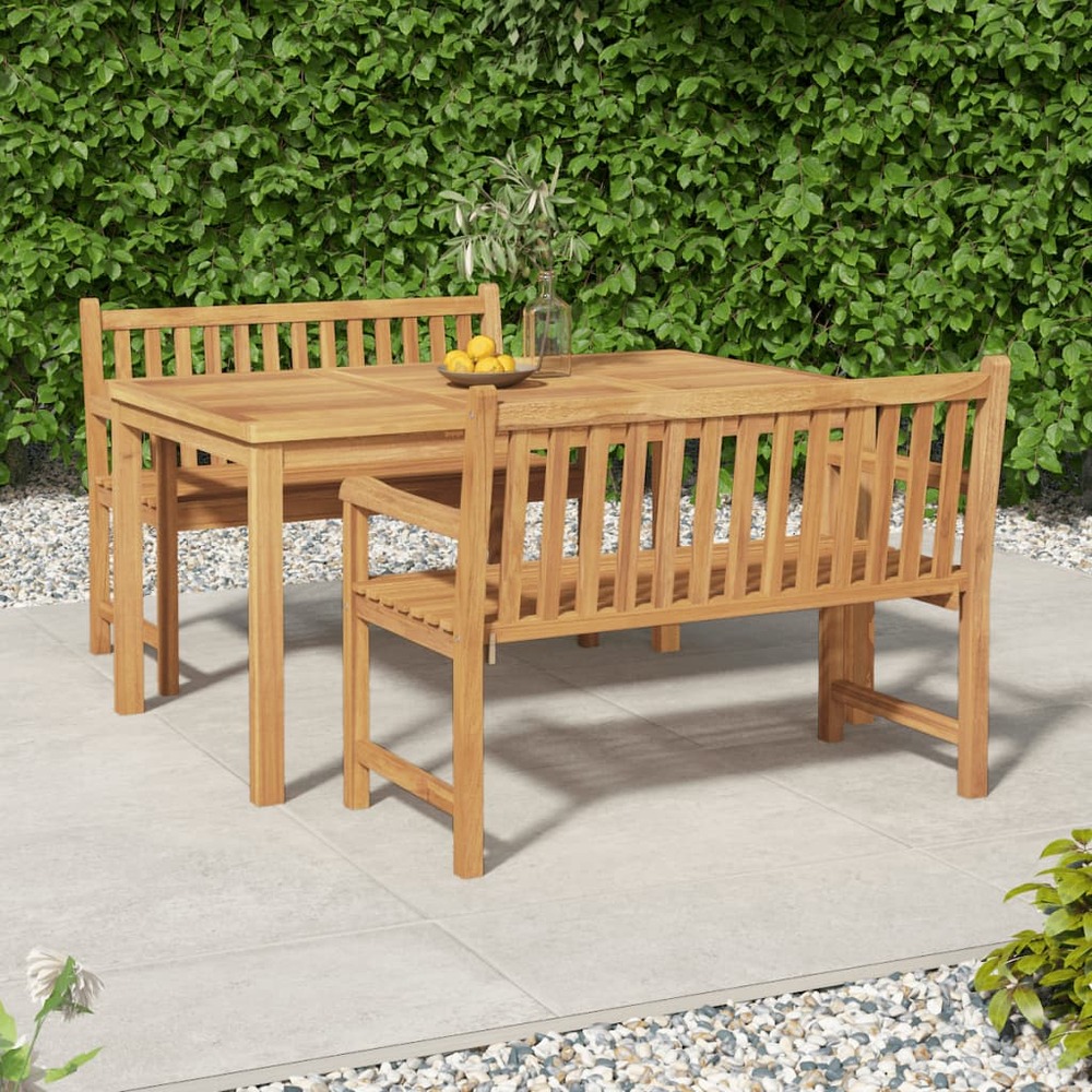 Ensemble à manger de jardin 3 pcs bois de teck massif
