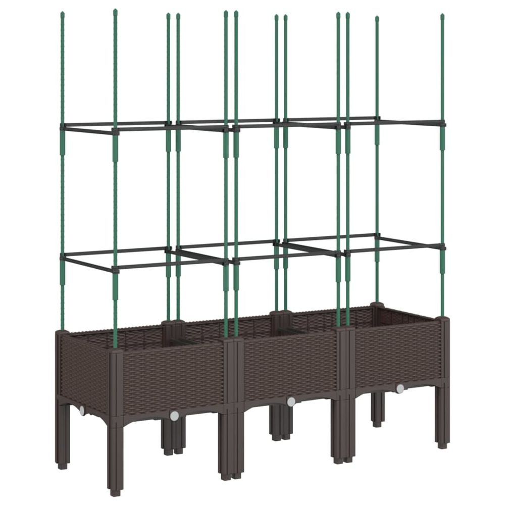 Jardinière avec treillis marron 120x40x142,5 cm pp