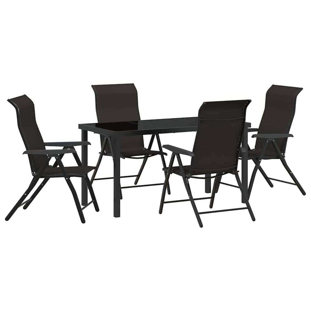Ensemble de salle à manger pour jardin 5 pcs noir café
