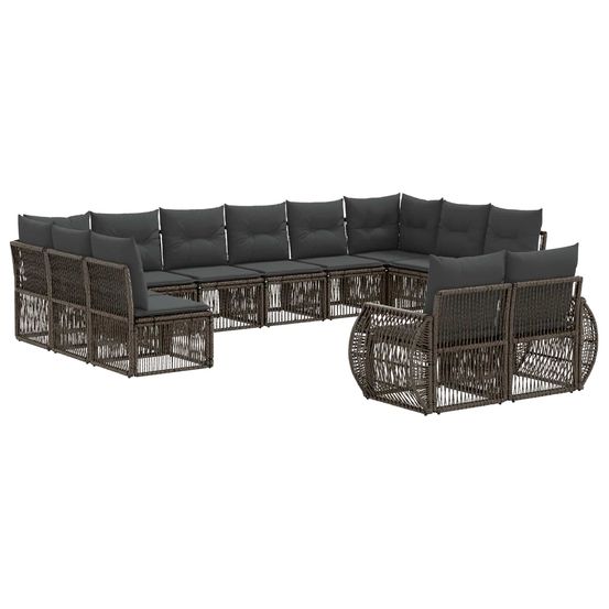 Ensemble de canapé de jardin 12 pc gris et gris foncé polyrotin