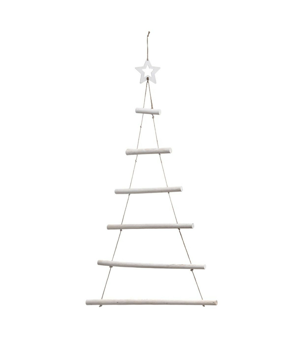 Décoration à suspendre sapin mural en bois h 95 cm