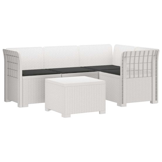 Canapé de jardin 4 places avec coussins style rotin pp blanc