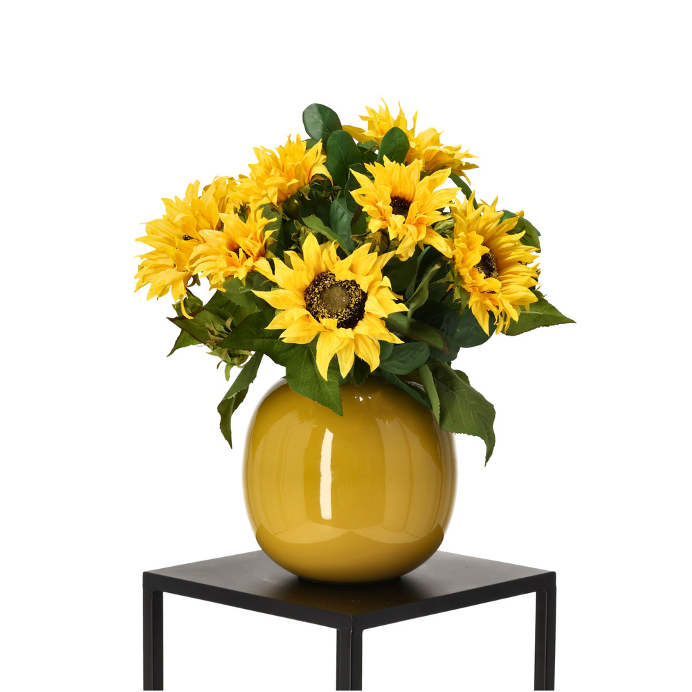 Bouquet artificiel lié à la main lizzy bordeaux – jaune