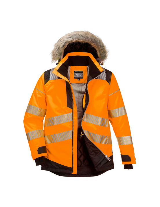 Parka d'hiver haute visibilité pw3 couleur : orange/noir taille xl - portwest