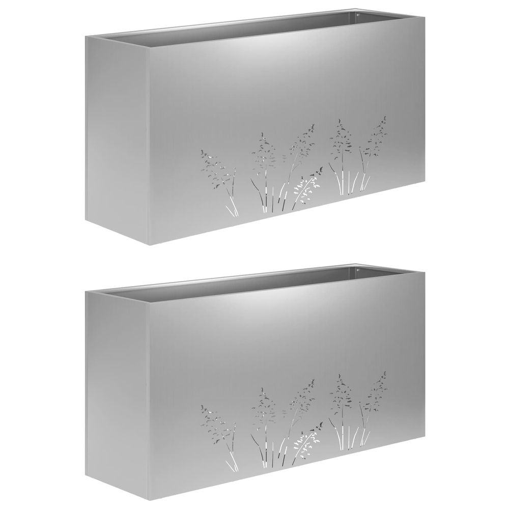 Cache-pot de jardin 2 pc argenté 100 x 20 x 49 cm