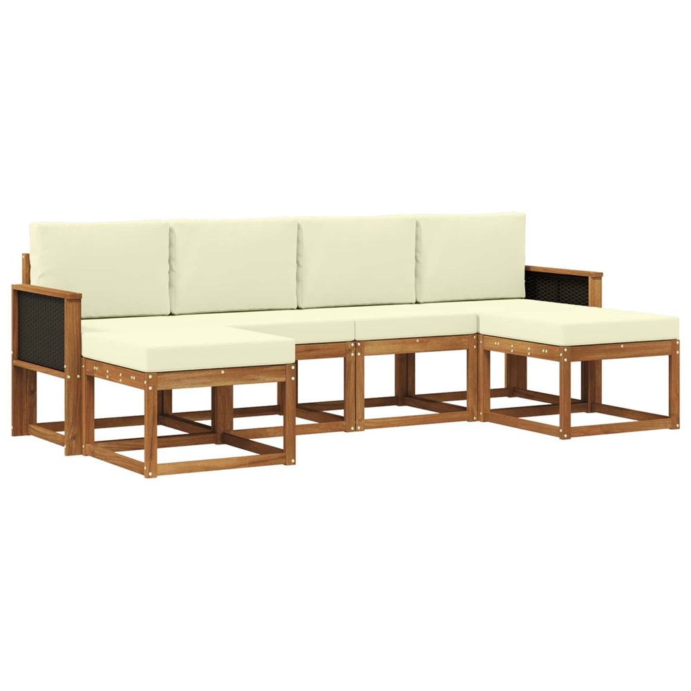Ensemble de canapés d'extérieur 6 pc naturel et crème polyester
