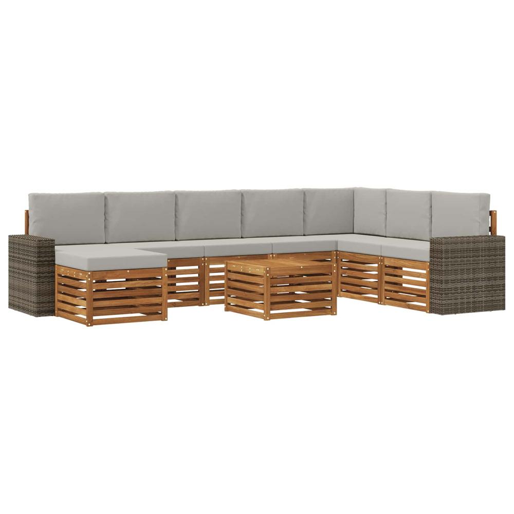 Ensemble de canapés d'extérieur 9 pcs naturel et gris clair