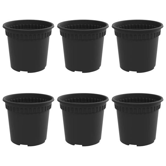 Pot à fleurs rond 6 pc noir ø 15 x 12 cm plastique