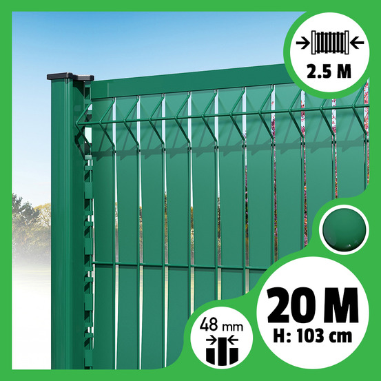 Kit 20m occultation lattes aluminium pour panneau rigide maille 55 - h 1m03 x 2m50 vert