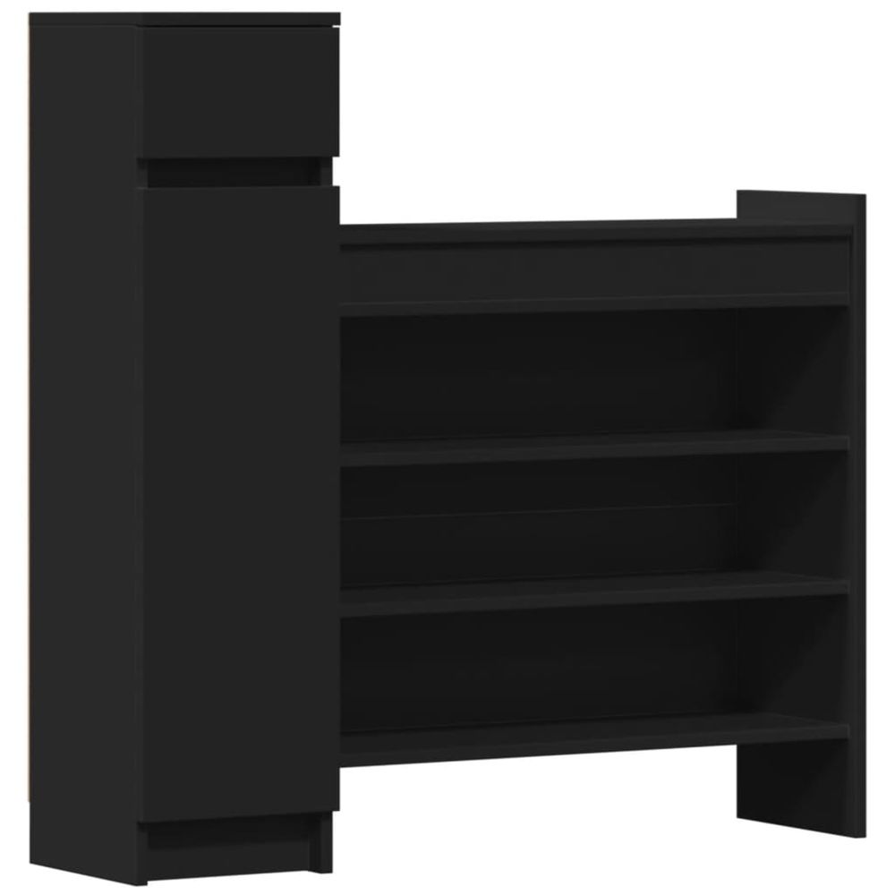Armoire à chaussures noir 100,5x28x100 cm bois d'ingénierie