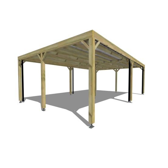 Carport bois autoportant 3 voitures 40 m² • 8 x 5 m • hauteur de passage 2,37 m • sens largeur • livraison comprise