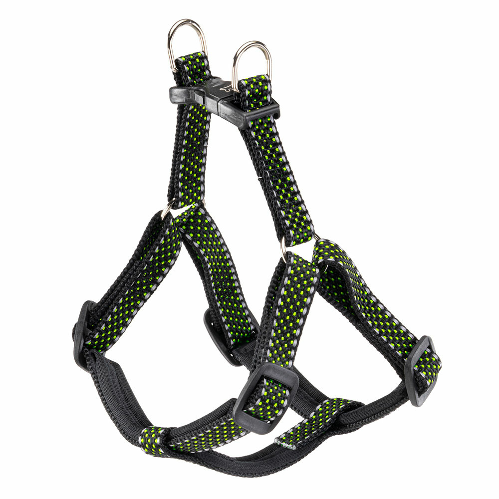 Harnais pour petits chiens réfléchissant daytona deluxe small, rembourré, noir-vert