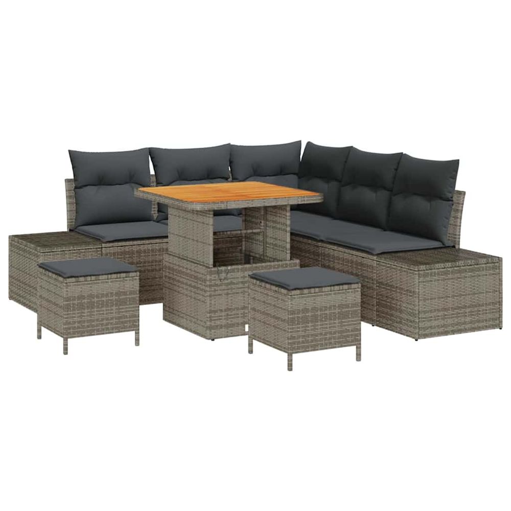 Ensemble de canapé de jardin 8 pc gris poly rotin
